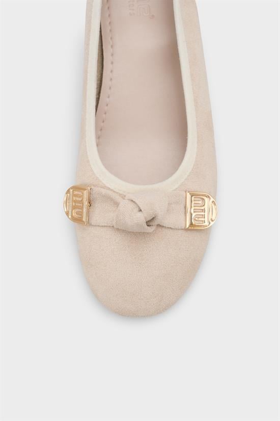 Capone Rena Suede Look Hidden Wedge Metal Buckle Women Sued Mink Ballet Flat image 4