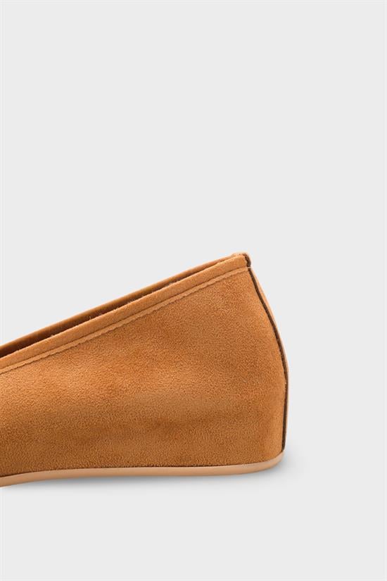 Capone Rena Suede Look Hidden Wedge Metal Buckle Women Sued Tan Ballet Flat image 6