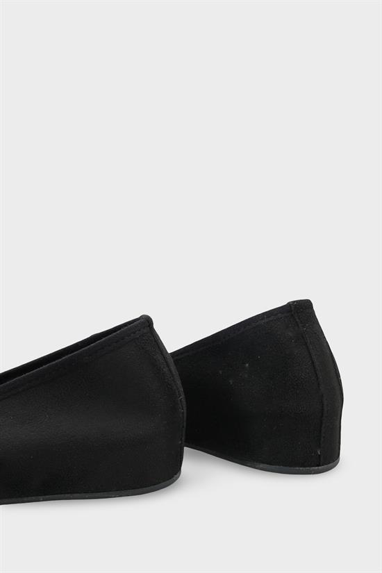 Capone Rena Suede Look Hidden Wedge Metal Buckle Women Sued Black Ballet Flat image 6