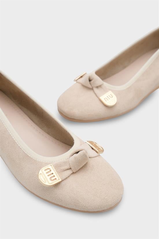 Capone Rena Suede Look Hidden Wedge Metal Buckle Women Sued Mink Ballet Flat image 6