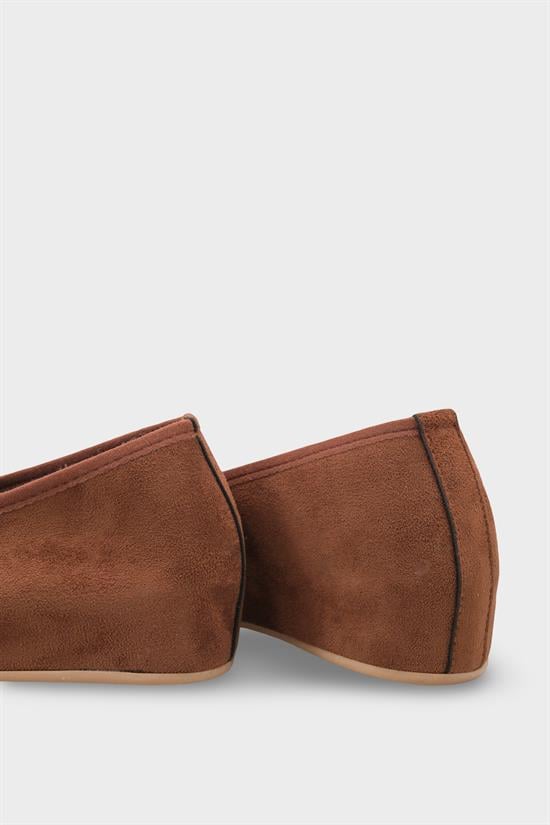 Capone Rena Suede Look Hidden Wedge Metal Buckle Women Sued Brown Ballet Flat image 6