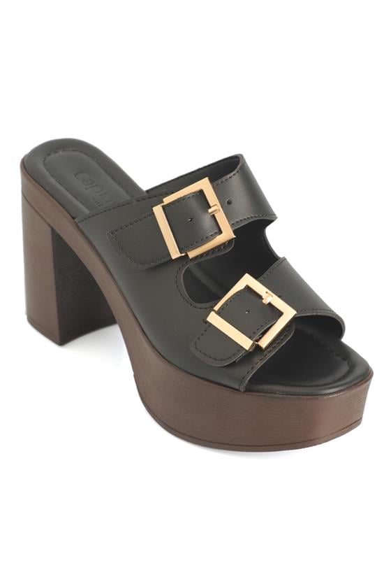 Capone Rory Platform Double Buckle Women Black Sandal