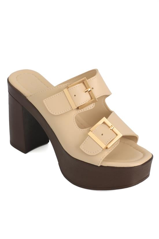 Capone Rory Platform Double Buckle Women Beige Sandal