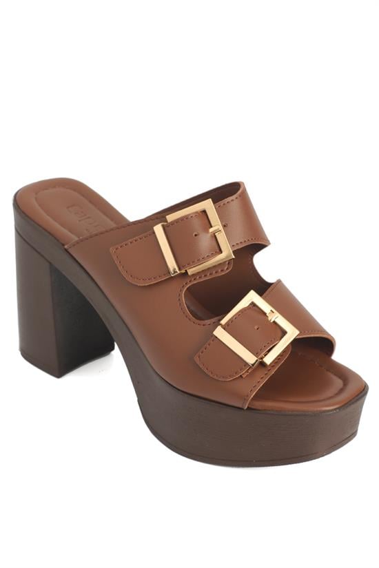 Capone Rory Platform Double Buckle Women Brown Sandal