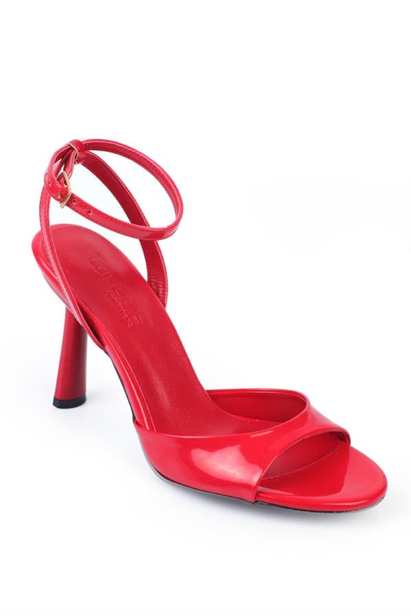 Capone Round Toe Ankle Strapped High Heel Women Patent Red Sandals