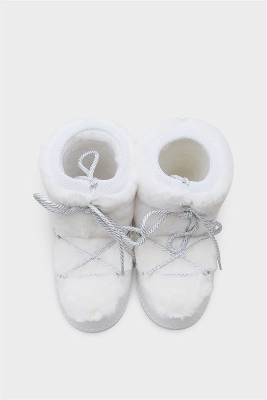 Capone Round Toe Thick Sole Furry Women White Boots image 4