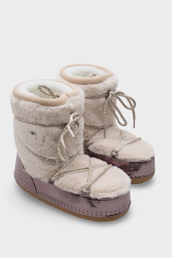 Capone Round Toe Thick Sole Furry Women Platinum Boots image 2