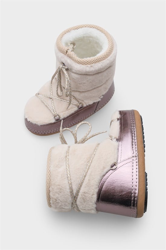 Capone Round Toe Thick Sole Furry Women Platinum Boots image 5