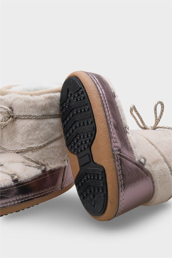 Capone Round Toe Thick Sole Furry Women Platinum Boots image 4