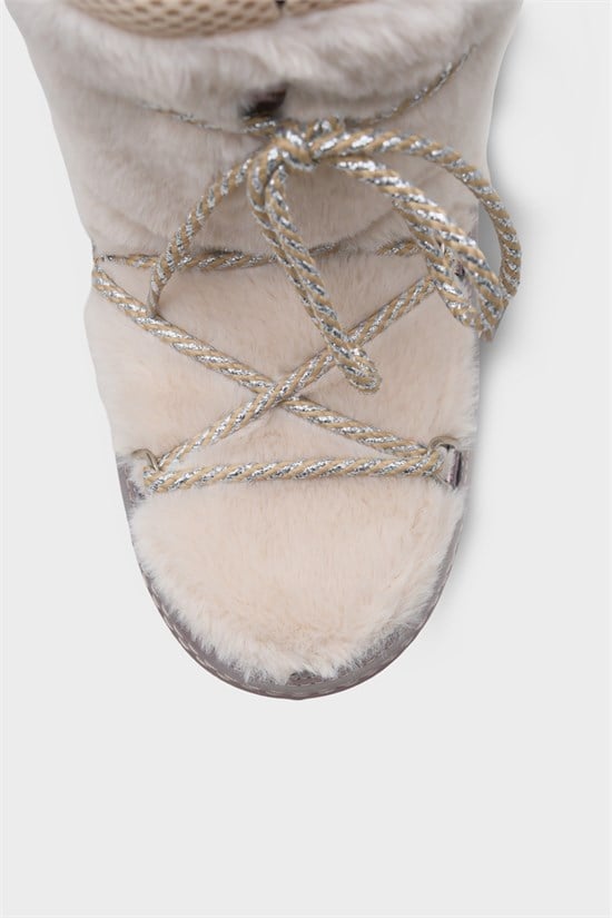 Capone Round Toe Thick Sole Furry Women Platinum Boots image 3