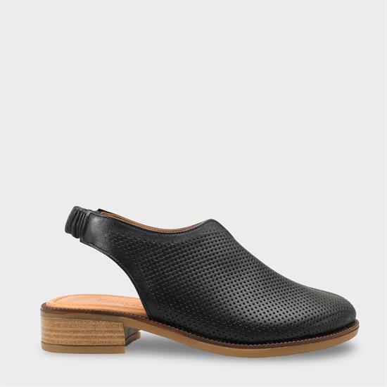 Capone Rox Genuine Leather Low Heel Women Black Clog image 2