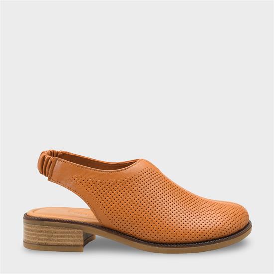 Capone Rox Genuine Leather Low Heel Women Tan Clog image 2