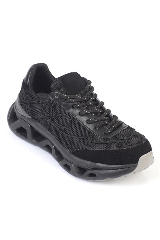 Capone Ruth Mesh Lightweight Cushioned Sole Comfort Women Black Sneaker