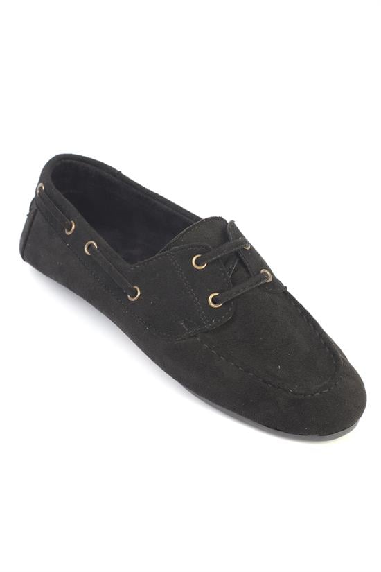 Capone Sabina  Suede Look Lace-Up Women Suede Black Loafer
