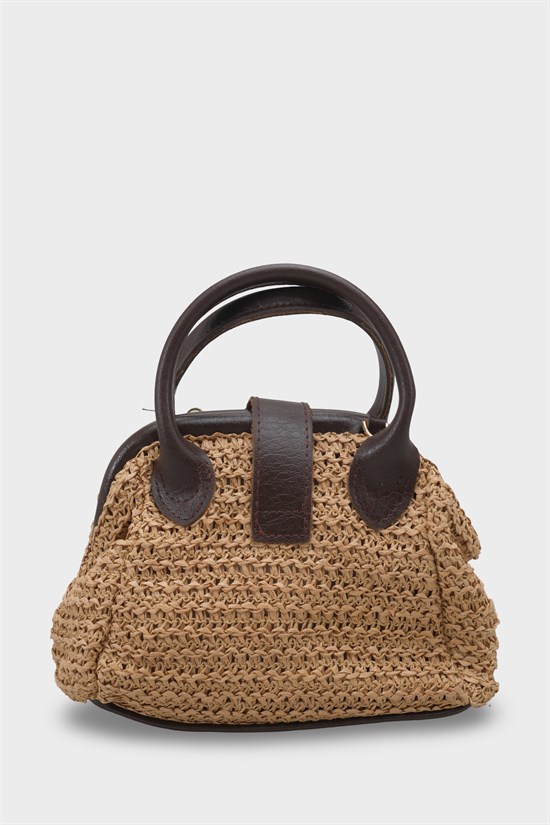 Capone Saint Tropez Raffia Look Lock Detail Women Mink Bag image 6