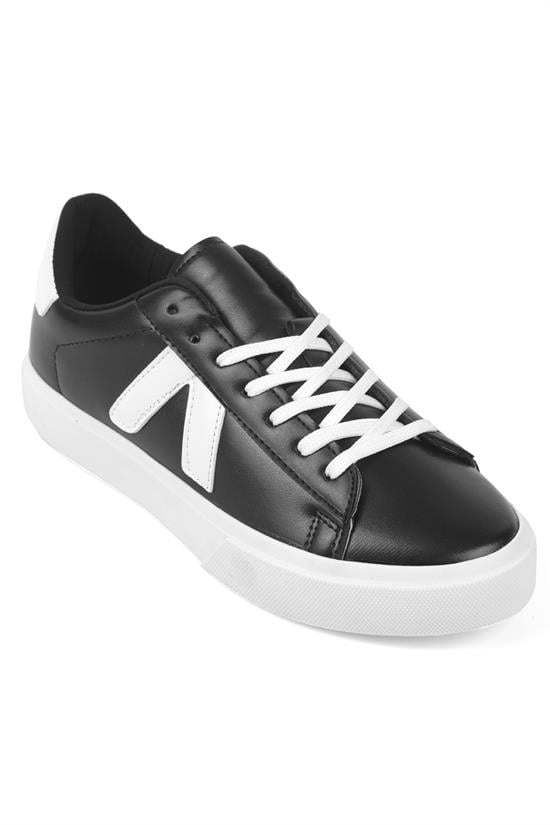 Capone Sandra V Detail Lace Up Casual Sport Women Black White Sneaker
