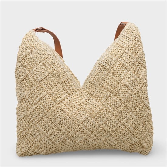 Capone Santorini Raffia Look Women Beige Shoulder Bag