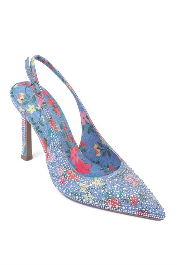 Capone Olva Satin Crystal Embellished Heeled Pointed Toe Open Back Women  Shoes image 2