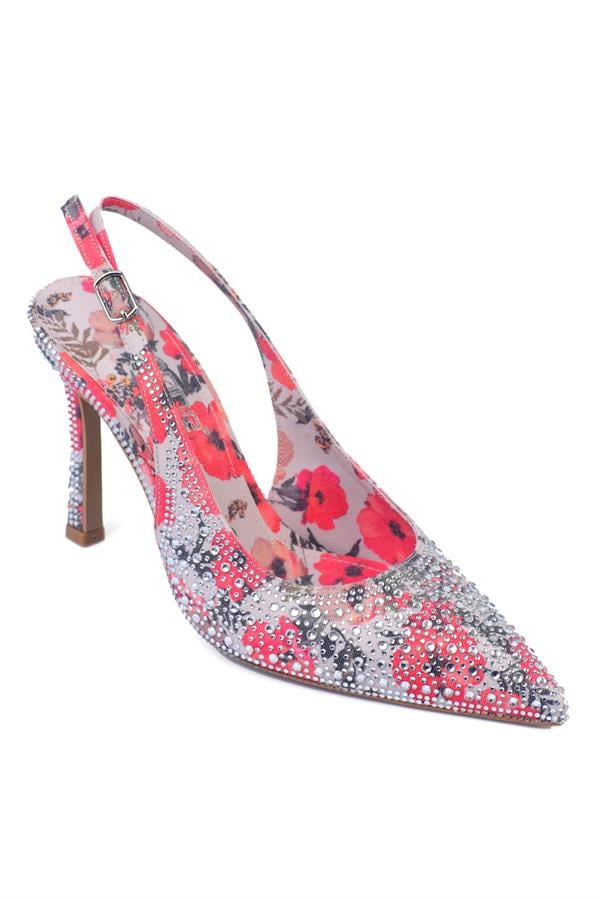 Capone Olva Satin Crystal Embellished Heeled Pointed Toe Open Back Women  Shoes image 2