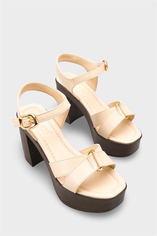 Capone Sheilah Platform Cross Band Ankle Strap Women Beige Sandal image 3
