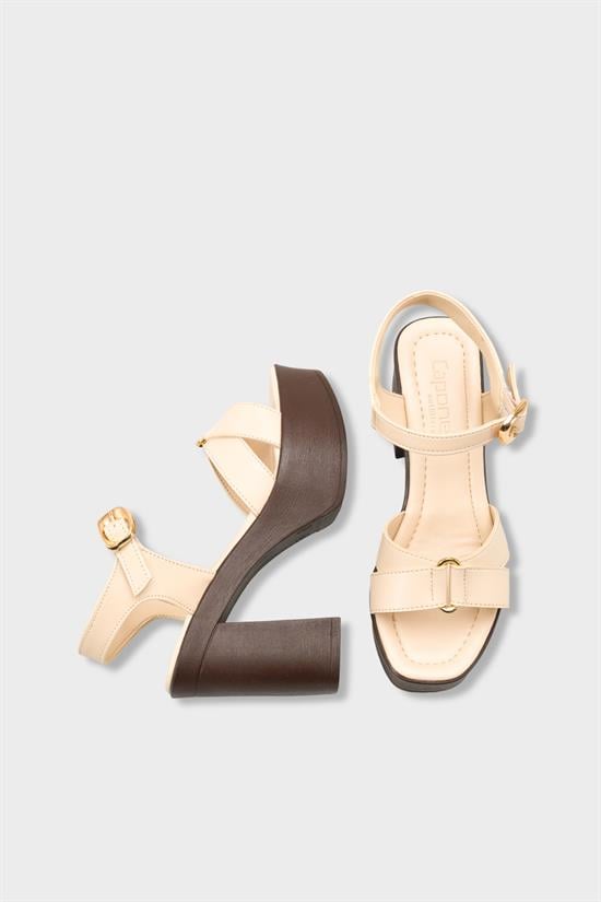 Capone Sheilah Platform Cross Band Ankle Strap Women Beige Sandal image 5