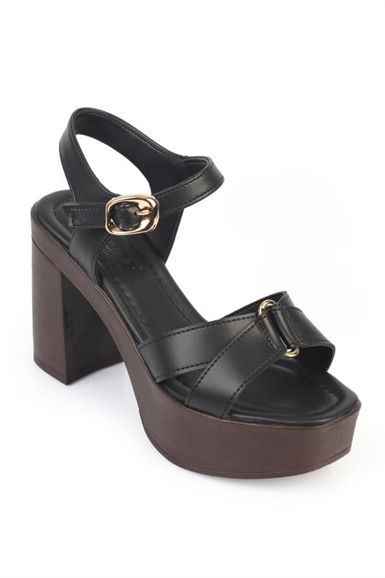 Capone Sheilah Platform Cross Band Ankle Strap Women Black Sandal