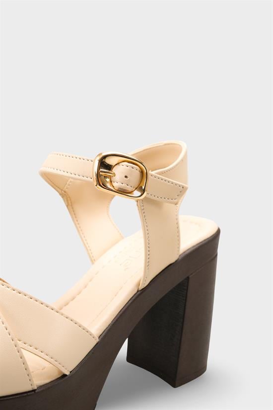 Capone Sheilah Platform Cross Band Ankle Strap Women Beige Sandal image 4