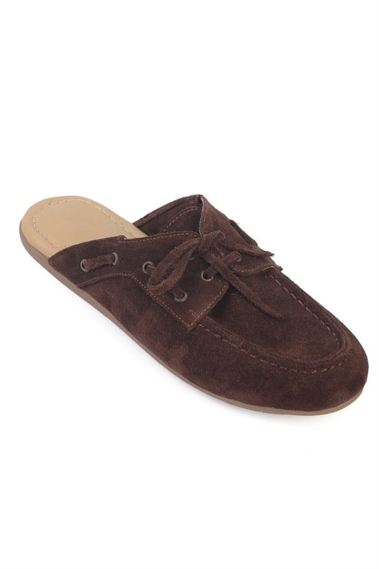 Capone Shellie Genuine Leather Suede Lace-Up Beaded Comfort Closed Toe Women Brown Sandal