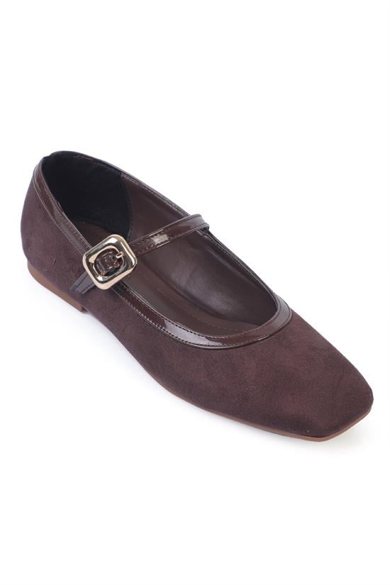 Capone Sibelle Flat Toe Buckle Straps Faux Suede Women  Flats