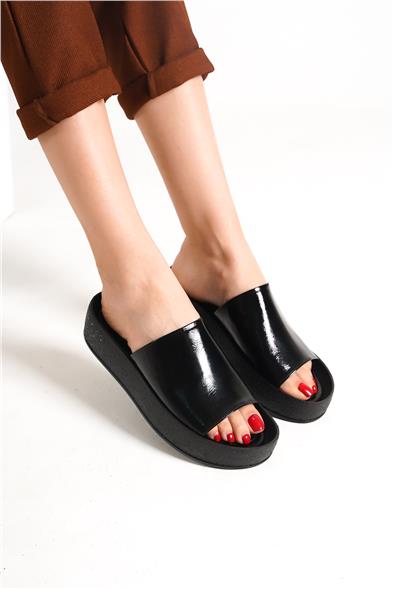 Capone Single Wide Band Crystal Detail Wedge Heel Metallic Woman Sandals image 6