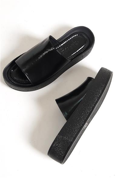 Capone Single Wide Band Crystal Detail Wedge Heel Metallic Woman Sandals image 5