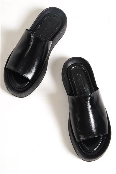 Capone Single Wide Band Crystal Detail Wedge Heel Metallic Woman Sandals image 2