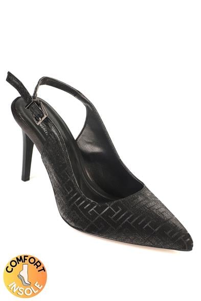 Capone Slingback Mid Heel Soft Padded Insole Women Black Shoes
