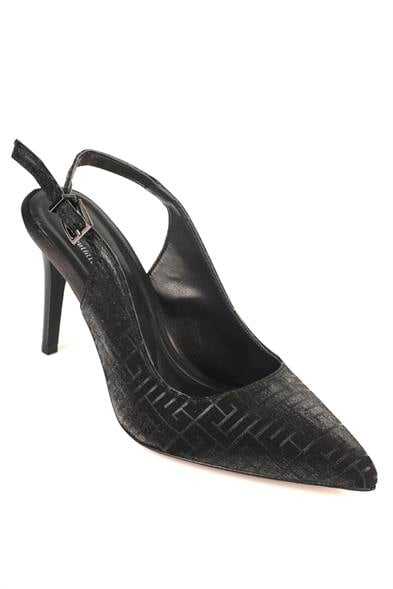 Capone Slingback Mid Heel Soft Padded Insole Women Black Shoes image 4