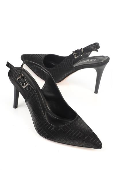 Capone Slingback Mid Heel Soft Padded Insole Women Black Shoes image 2