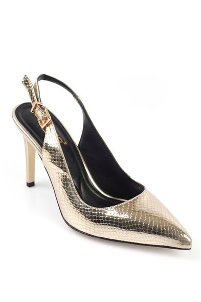 Capone Sally Slingback Mid Heel Soft Padded Insole Women Gold Shoes image 4