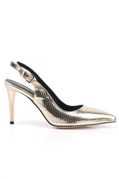 Capone Sally Slingback Mid Heel Soft Padded Insole Women Gold Shoes image 3