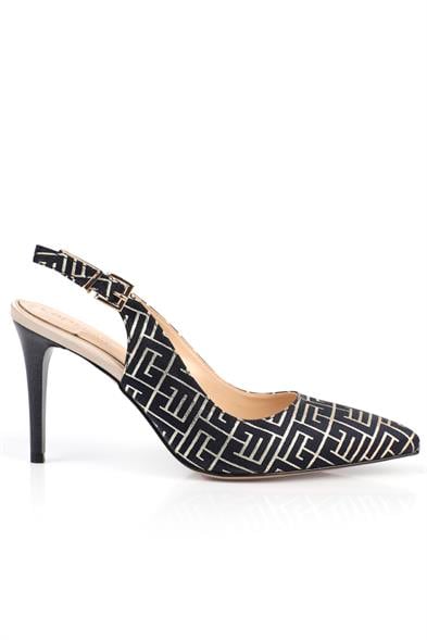 Capone Slingback Mid Heel Soft Padded Insole Women Navy Shoes image 3