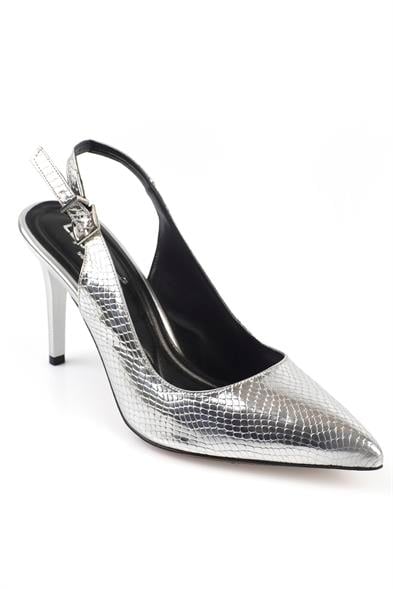 Capone Slingback Mid Heel Soft Padded Insole Women Silver Shoes image 4