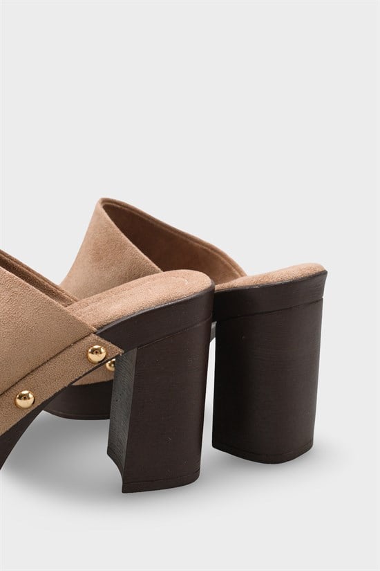 Capone Sonia Wedge Heel Single Band Open Toe Women Sued Mink Clog image 5