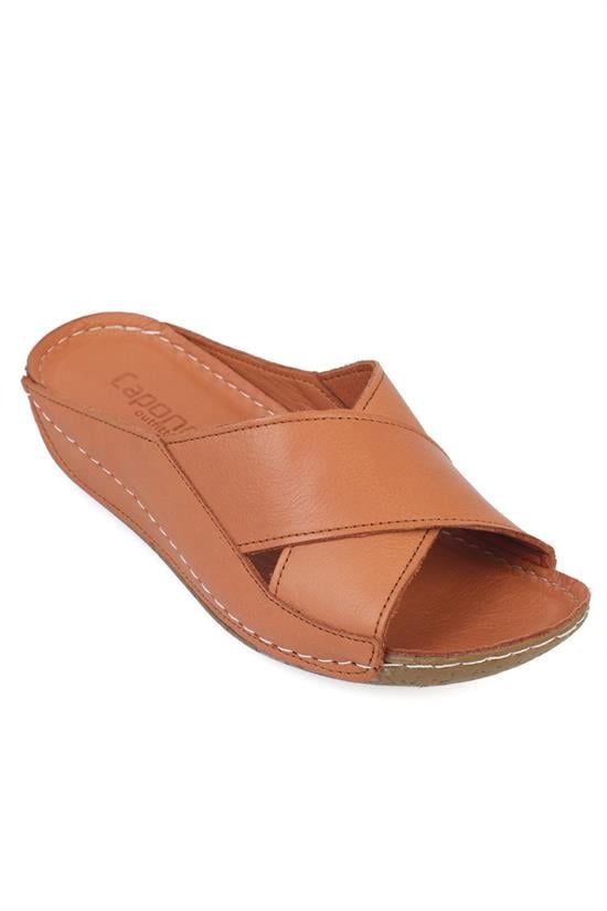 Capone Sophi Genuine Leather Soft Comfort Women Tan Sandal