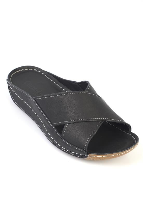 Capone Sophi Genuine Leather Soft Comfort Women Black Sandal