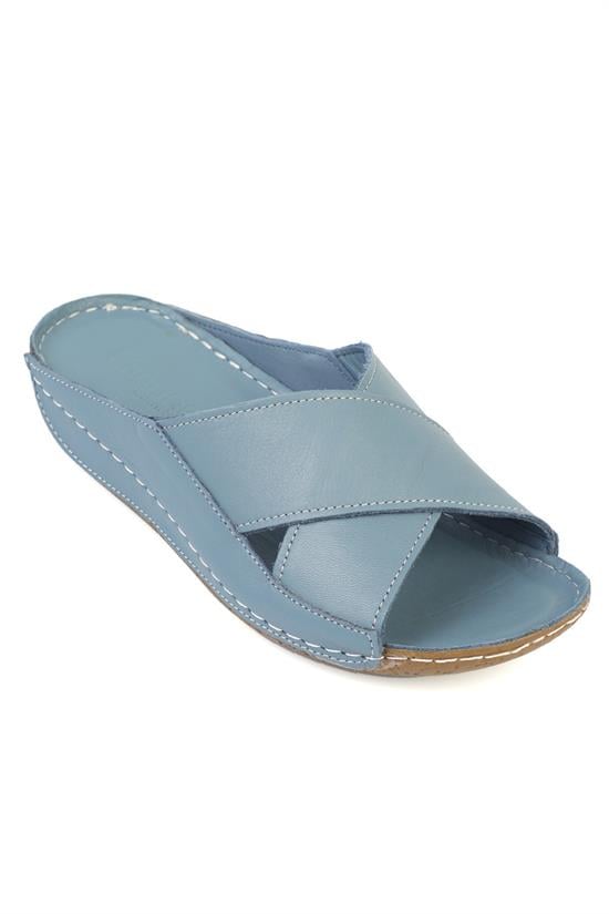 Capone Sophi Genuine Leather Soft Comfort Women Denim Blue Sandal