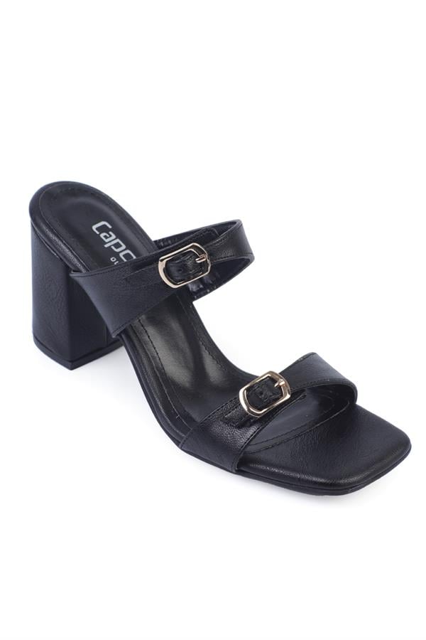 Capone Lenora Square Toe Medium Heel Double Strap Women  Sandals