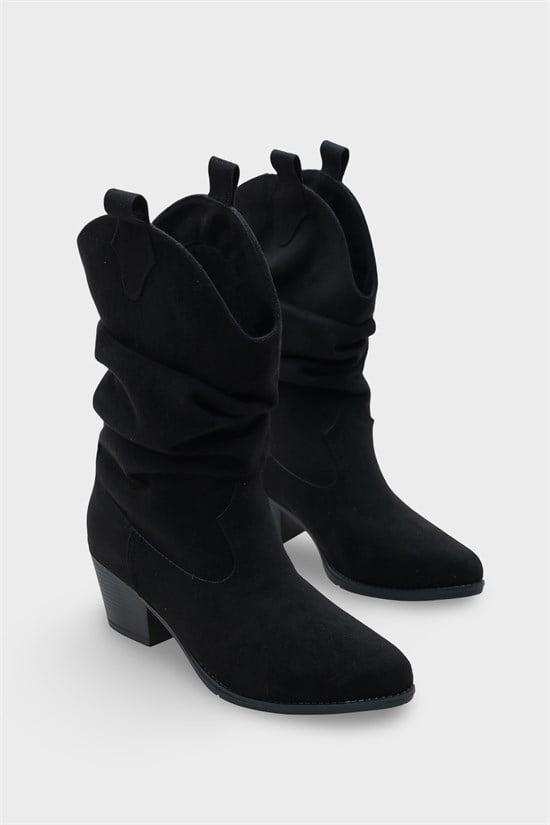 Capone Suede Pull-On Women Sued Black Cowboy Boots image 2