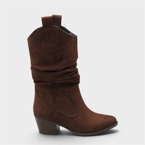 Capone Suede Pull-On Women Sued Brown Cowboy Boots image 2
