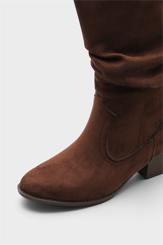 Capone Suede Pull-On Women Sued Brown Cowboy Boots image 5