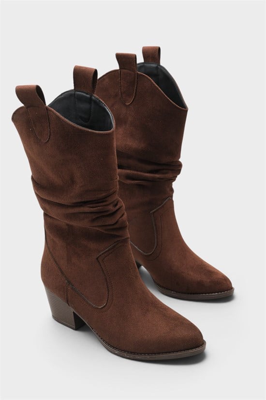 Capone Suede Pull-On Women Sued Brown Cowboy Boots image 3