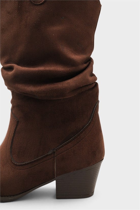 Capone Suede Pull-On Women Sued Brown Cowboy Boots image 6