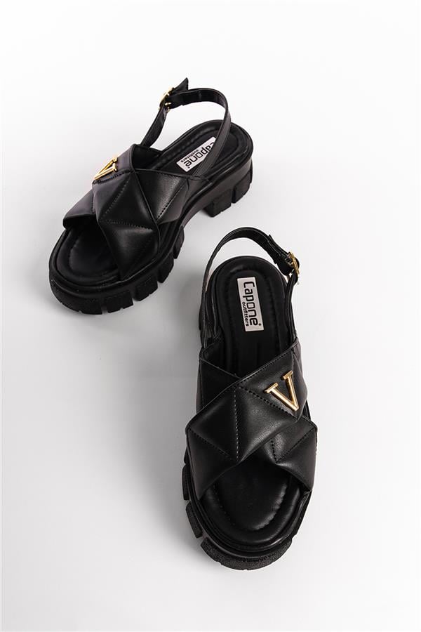 Capone Chiquita Thick Sole Ankle Band Comfort Sole Women Black Sandals image 4